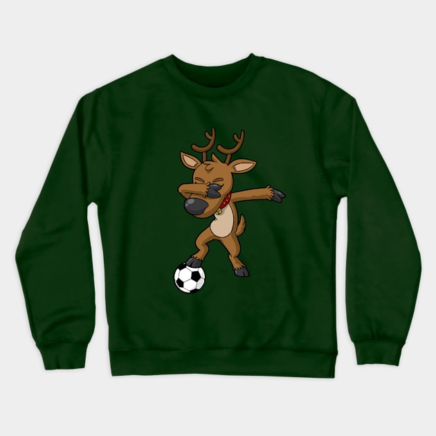 Soccer Reindeer Christmas Dab Dance Crewneck Sweatshirt by E